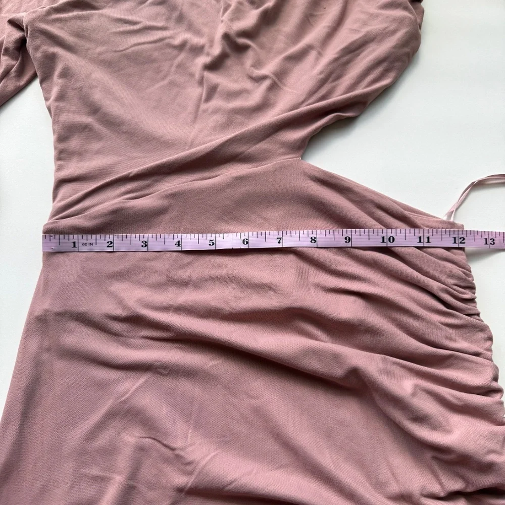 Susana Monaco Womens Blush Pink One Shoulder Cut Out Midi Ruched Dress Small - Picture 13 of 14